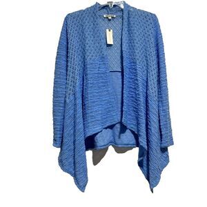 Anthropologie Ella Mara Periwinkle Cardigan Sweater Small Blue‎ Waterfall Hem